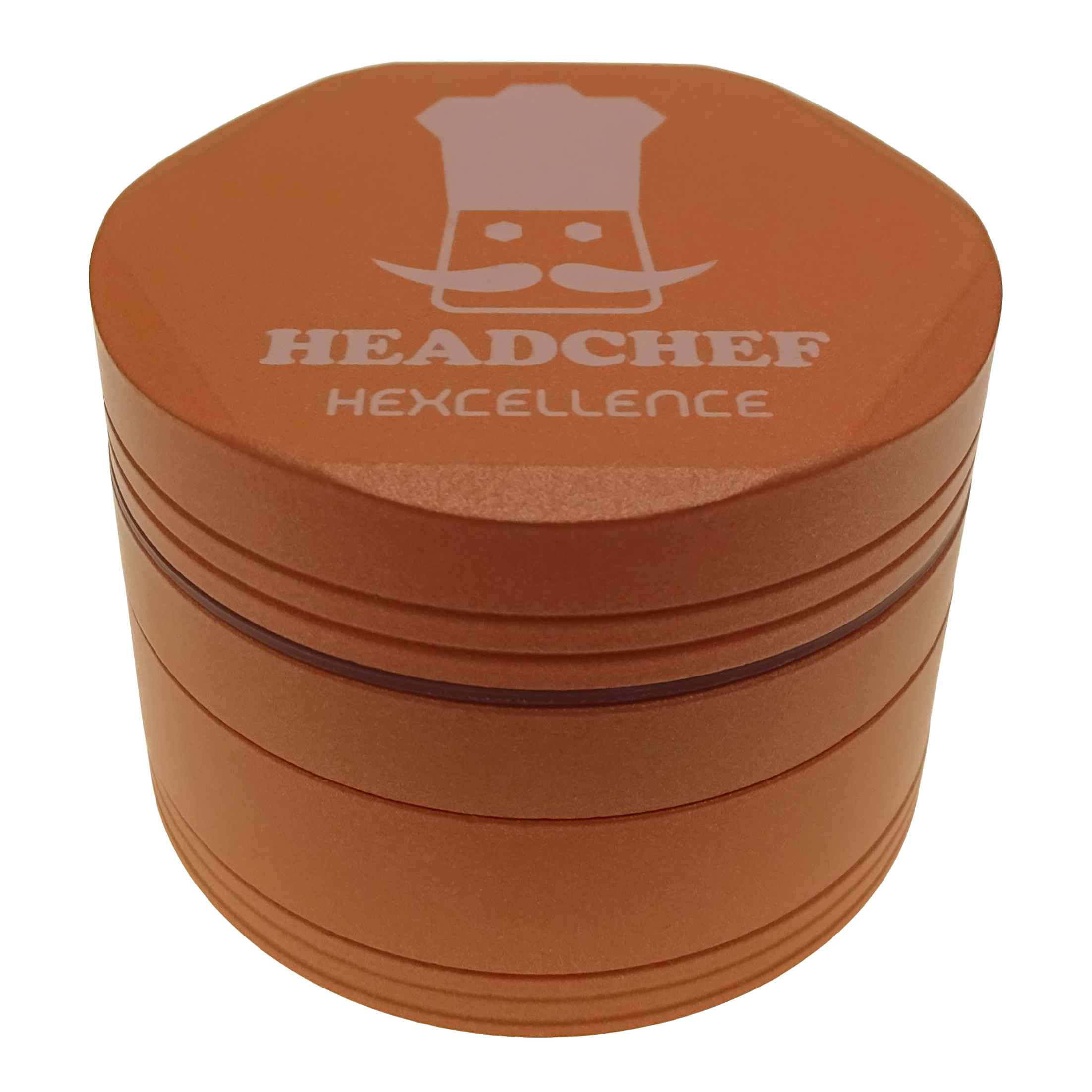 Headchef Hardcore Grinder 62mm 4 Part Orange Closed GRHC069
