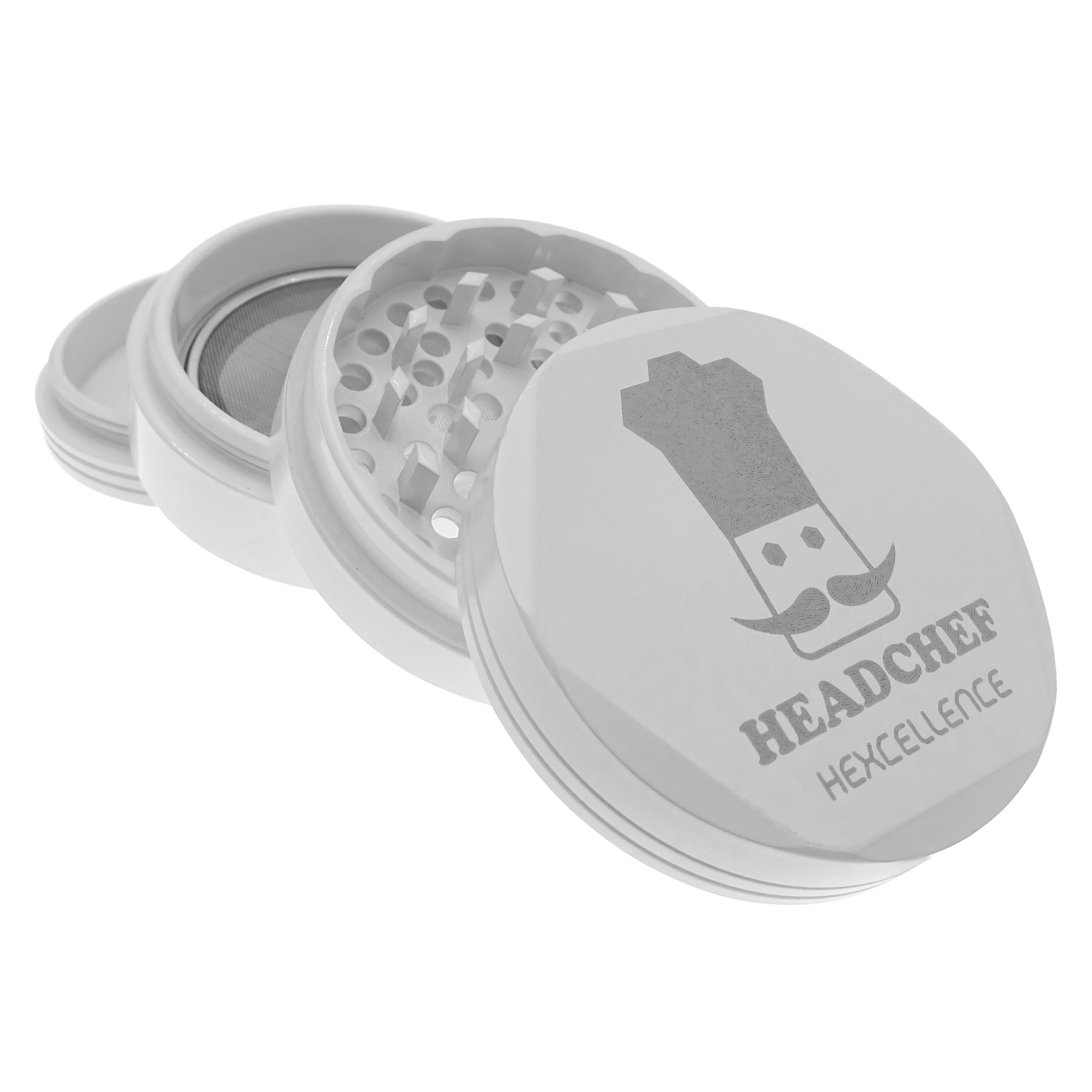 Headchef Hardcore Grinder 62mm 4 Part White Open GRHC075 scaled