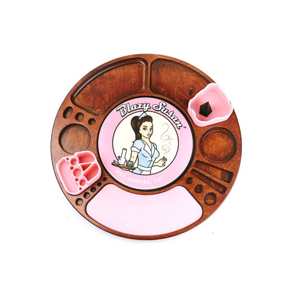 BLAZY SUSAN LAZY SUSAN ROTATING TRAY CHERRY WOOD Smokers Choice UK